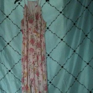 A pink floral maxi dress